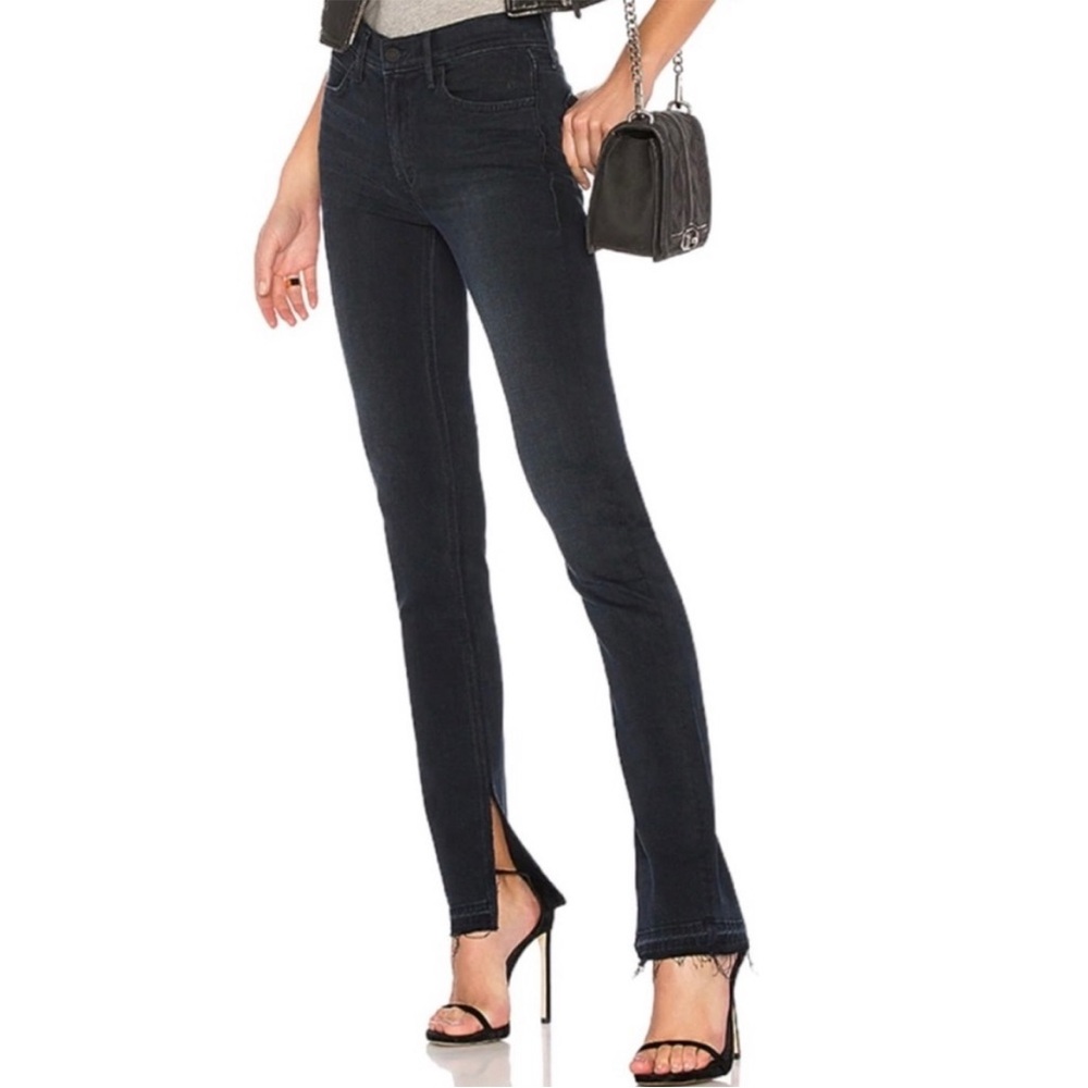 MOTHER The Rascal Slit Undone Hem Flare Dark Wash Size 26